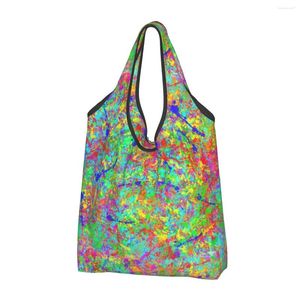 Shopping Bags Paint Splatter Grunge Women's Casual Shoulder Bag Large Capacity Tote Portable Storage Foldable Handbags