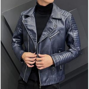 Men's Fur Faux Fur Brand Clothing Men's PU Leather Jacket Fashion Slim Fit Leather Suit Men Business Casual Leather Jacket Coats Blazer S-4XL 231220