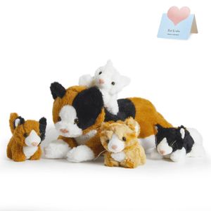 50cm Cute Cat Doll Plush Toys Set Soft Kitty Birthday Gift Throw Pillows 5 Pcs Set Stuffed Animals for Girls Kids Children 231220