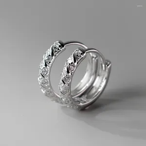 Серьги-кольца из стерлингового серебра 925 пробы, простые витые модные модные циркониевые геометрические роскошные украшения для свадебной вечеринки