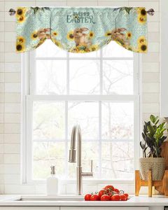 Curtain Easter Sunflower Window Living Room Kitchen Cabinet Tie-up Valance Rod Pocket