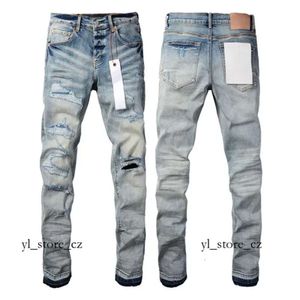 Designer-Herren-Jeans der Marke Lila, zerrissene, gerade Jeans, normale Jeans, Denim-Jeans, verwaschenes Schwarz, gestapelte lila Jeans 4138