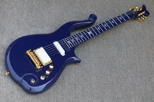 Super rzadkie Blue Electric Electric Electric Guitar Body, klon szyi, owijaj wokół mostu, luksusowy fioletowy skórzany krok z twardego białego białego wewnętrznego