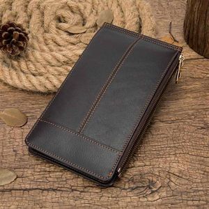 Wallets 2021 Genuine Leather Mens Wallet Long Card Purse Small Fashion Coin Male Clutch Pu Holder319D