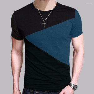 Camisetas masculinas casuais com gola redonda multicolorida