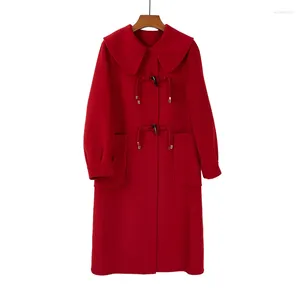 Abiti casual Cappotto con bottoni in corno di mucca Inverno Cashmere double face Anno da donna Lana Media lunghezza Autunno/Inverno