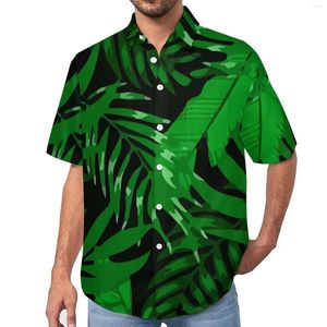 Camisas casuais masculinas Folhas de plantas tropicais Imprimir camisa de praia havaiana vintage blusas homem padrão tamanho grande 3xl 4xl