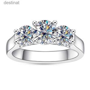 Anello solitario lesf tre pietre 925 anello di fidanzamento per matrimoni in argento sterling per donne 2,2 d colore moissanite diamante gioielleria sottile231220