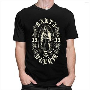 Homens Camisetas Clássico Gótico Santa Muerte 13 Camiseta Homens Senhora da Santa Morte Camisa Crânio Mexicano Tee Manga Curta Streetwear Hip Hop