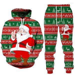 Männer Trainingsanzüge Herbst Winter Männer 3D Gedruckt Santa Hoodie Claus Lässige Trainingsanzug Und Hosen Sets Weihnachten Mode Y2k Kleidung tops