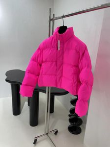 Damen-Trenchcoats 2023 Herbst/Winter-Produkt, fluoreszierend, bestickt, Kokonform, hoher Stehkragen, versteckter Reißverschluss, Brot drücken