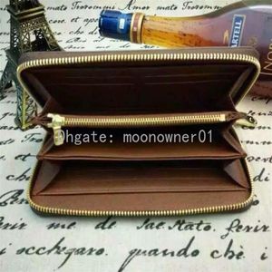 Top quality coin purse lady leather classic long wallet for men leather long purse moneybag zipper pouch coin pocket note compartm208u