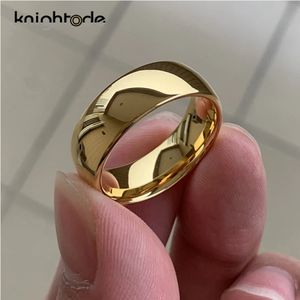 Classic Gold Color Wedding Band Tungsten Carbide Rings Women Men Engagement Gift Jewelry Dome Polished Finished Comfort Fit 231220