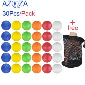 30Pcs Golf Balls with 1Pcs Golf Ball Bag Pouch Drawstring Closure PE Plastic Toy Ball Home Golf Practice Ball Beginner mix color 231220