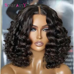 Synthetic Wigs 1B Natural Black Color Loose Deep Wave 250Density Short Bob 13x6 Lace Front Human Hair Wigs with Baby Hair Pre Plucked 360 Wigs 231219