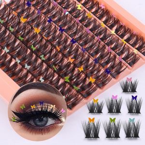 Cílios postiços colorido lash clusters diy extensões de cílios cílios c onda volume individual borboleta aplique decoração