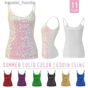 Tanques femininos Camis Moda Mulheres Sexy Brilhante Lantejoulas Camisoles Regatas Glitter Sleless Camisetas Elegantes Tops Fe Sparkle Camisole Clubwear L231220