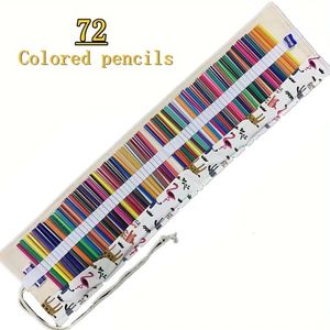 Crayon 2 in 1 122448 Renkli Kalemler Set Taşınabilir Kırtasiye Depolama Kalem Kılıfı Çocukların Profesyonel Boyama Renk Boy Cayons 231219