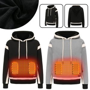 Herrtröjor tröjor män kvinnor USB uppvärmning hoodies mysiga USB -laddningsbara långärmade gatakläder lösa rockar 9 värmningszoner 3 värmenivåer för vintern 231220