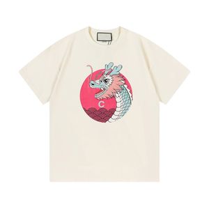 春夏イタリアスケートボード中国語ドラゴンプリントティーメンズ半袖Tシャツ女性服カジュアルコットンデザイナーTシャツ24SS 1220