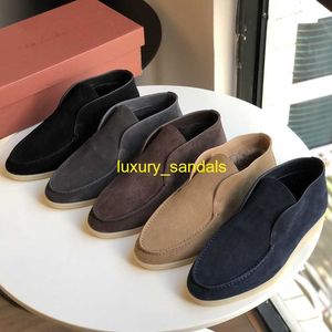 Open Walk Chukka Boots Designer Loropinas Shoes Pure Original Loropinas New Genuine Leather Round Head High Top Wool Boots Lp Warm One Step Plush Shoes for Men HBCC