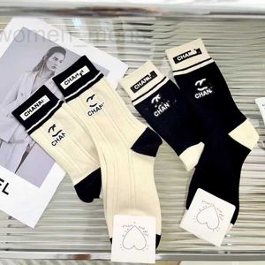 Socks & Hosiery designer brand Double needle black and white color blocking mid length socks fashion versatile accessories creative personalized trendy socks J69Y