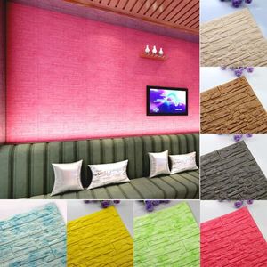 Adesivos de parede diy 3d tijolo pe espuma painéis de papel de parede quarto decalque pedra decoração em relevo mural decoração de casa decorações 71