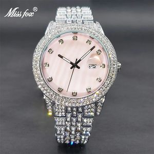 Relógios de pulso relógio feminino missfox elegante diamante bling rosa relógio para mulheres genebra luxuoso Único pérola vestido de discagem de pérola gota 231220