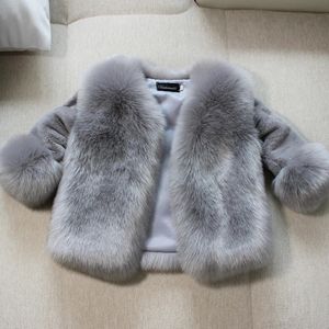 키즈 옷 여자 모피 코트 겨울 패션 솔리드 가짜 자켓을위한 짙은 따뜻한 어린 아이들의 옷 231220