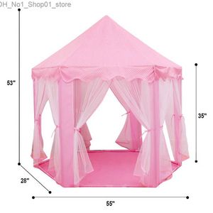 Torda de brinquedos do jogo de brinquedos do jardim tendas para crianças tenda infantil Pink Princess Castle Play Tent de 140*135cm Presente de aniversário para crianças Q231220