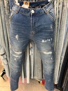 Dividing Line Design Hole Spijkerbroeken Heren Ripped Jean Streetwear Skinny Stretch Denim Tapered Pant Men Motorcycle 231220