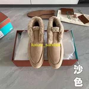 Open Walk Chukka Boots Designer Loropinas Shoes Loropinas Autumn and Winter Suede Warm Beaver Fur Shoes Flat Bottomed Deep Cut Round Toe High Top Shoes Lp Soft Sol HB7P