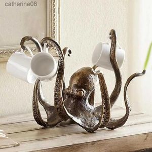 Items Octopus Mug Holder Tea Cup Holder Large Decorative Resin Octopus Table Topper Statue Desktop Home Decoration Dropshipping L230711