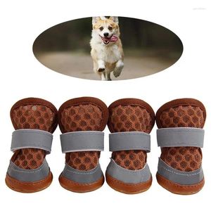 Dog Apparel 4PCS Boots Breathable Mesh Fabric Pet Shoes Non-Slip Soft Puppy Protectors Universal Socks Accessories