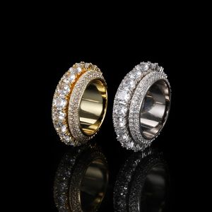 Hot selling rings with five rows of zircon rotating hip-hop rings, trendy tags, and rotatable men's ring accessories