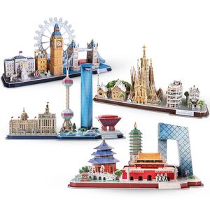 3D Puzzles Puzzle Game DIY Toy Paper Miniature Model City London Paris York Moscow Famous Building Assemble Toys For Kids Gifts 231219