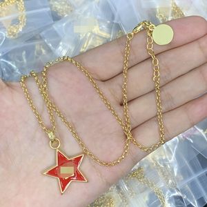 Red Enamel Five-Pointed Star Pendant Silver Chain Necklaces Bracelet Medusa Head Metal Three Dimensional Ripple Earring Edge Hair Clip Jewelry MN14