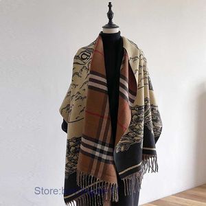 Scarves 2023 Internet Celebrity Live Streaming Classic Plaid Warhorse Scarf Winter Double-sided Imitation Cashmere Warm Women's Shawl Fdvx