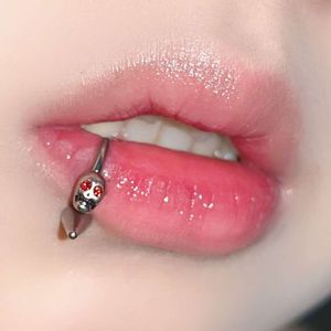 Küçük çelik siyah kafatası keskin koni başı şeytan tırnak dudak yüzüğü Instagram Kişilik Köpüklü Elmas Baharatlı Kız Delme