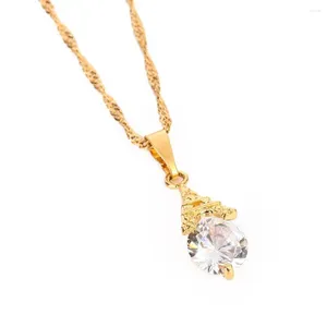 Pendant Necklaces Christmas Jewelry Gift Gold Color Cubic Zirconia Pagoda Necklace Trendy For Women