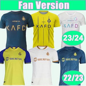 23 24 Al Nassr Mens Soccer Jerseys 22 23 RONALDO Home Versão Amarela Away 3ª 4ª Camisa Mangas Curtas Uniformes Adultos