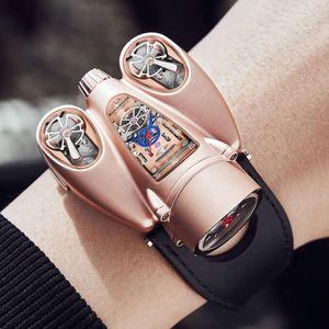 Hengbao Luo Doppio Movimento Alieno Aereo Meccanico Hollow Night Glow Orologio Impermeabile Personalità Alla Moda Nuovo Concetto Tavolo