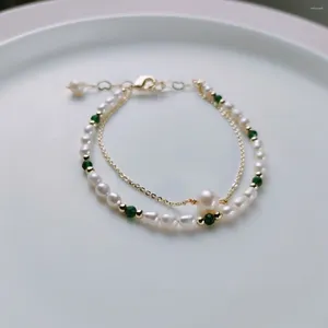 Bracciale con perle di filo, temperamento di lusso leggero, perline, mosaico colorato, design a doppio strato, senso dei gioielli fatti a mano