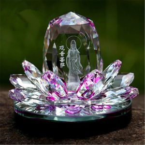 Crafts Crystal Lotus Flower Figurines Perfume Bottle Feng shui Car Decorative Glass Craft Scent Machine Flavoring in the car