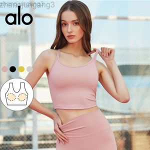 Desginer Yoga Al Bra Spring/Summer New Sports Bra Women's Strap Racerback Fitness Tank Top Integrated Chest Cushion Suit