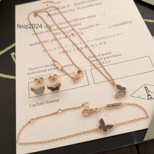 Conjunto de joias vintage doce marca designer cobre com banhado a ouro 18k branco mãe concha borboleta charme colar pulseira conjunto para mulheres com caixa presente de festa