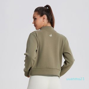 Al yoga jaqueta esportiva casaco feminino apertado roupas de yoga de secagem rápida manga comprida superior zíper jacker cardigan fitness33
