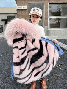 Winter Jacket 2023 Girls Parka Long Coat Faux Fur Liner Hooded Clothes Kids Thick Warm Snow Wear Children XMP610 231220