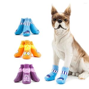 Hundkläder Små husdjurstrumpor Carton Design 4st/Set Waterproof Puppy Shoes Casual Autumn/Winter For Dogs Puppies