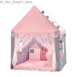 Torda de brinquedo GRANDE CRIANÇAS TRINHAS TRADA DE TRIOMIA 1.35m Wigwam Dobring Kids Tents Tipi Baby Play House Girls Pink Princess Castle Decoração da sala de criança Q231220